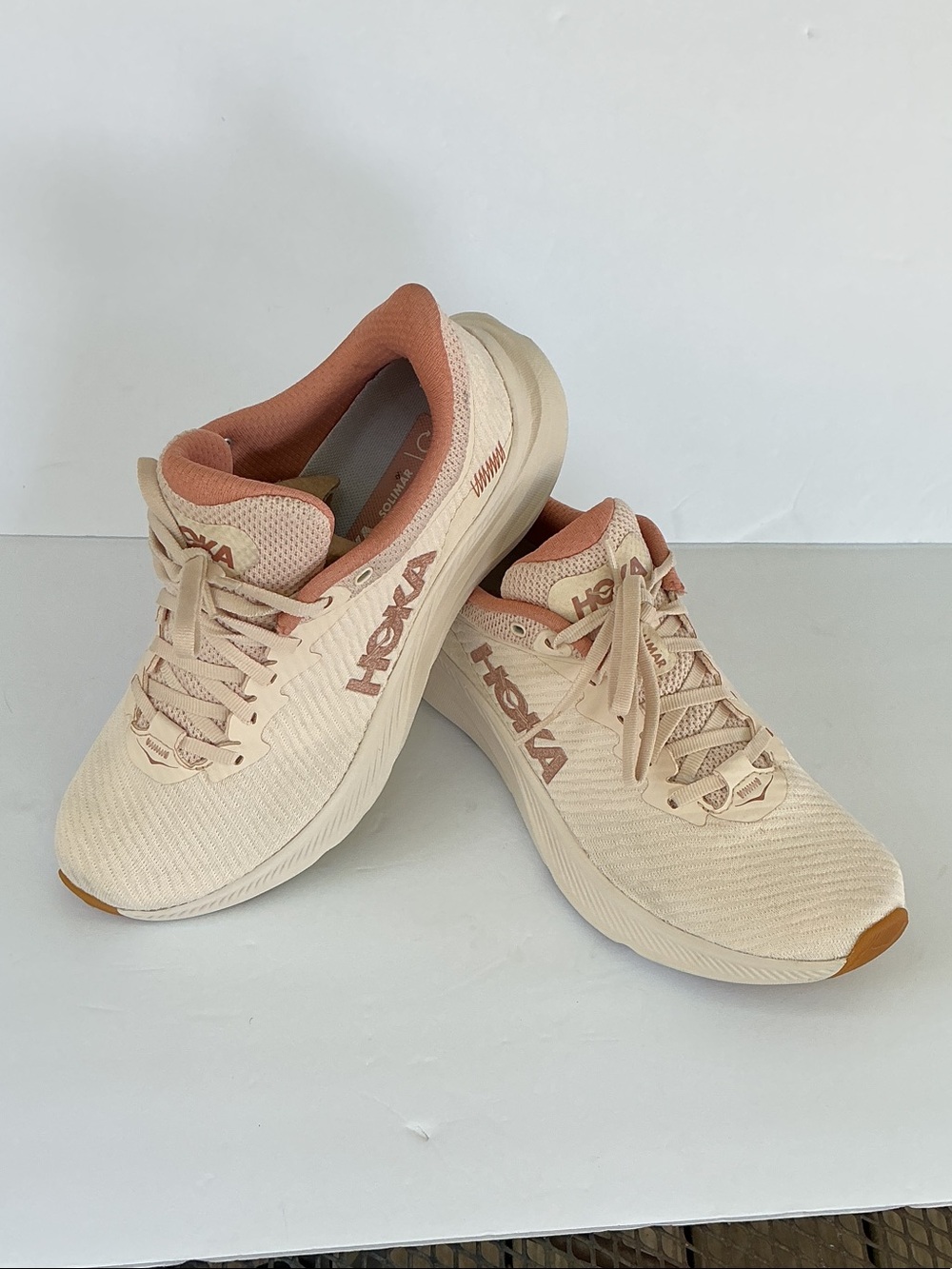 Hoka Solimar Women's Cream and Dusty Rose Athletic Running Shoes
